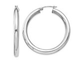 Sterling Silver Medium Hoop Earrings 1 1/2 Inch (4.0mm)